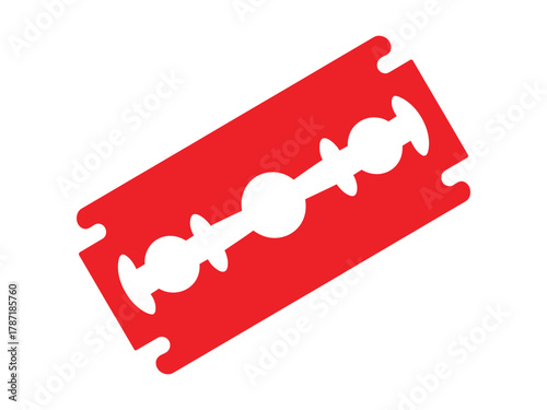 Red razor blade icon flat vector illustration of a sharp blade on white background
