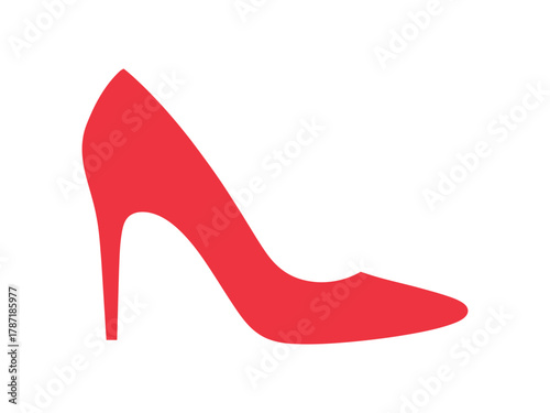 Red high heel shoe, a stylish footwear for womens fashion