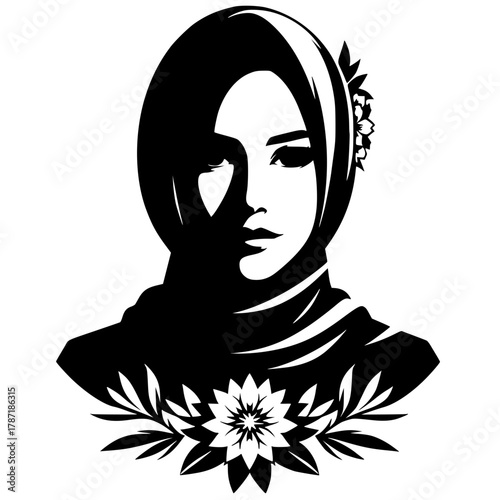 Silhouette portrait of a woman wearing a hijab