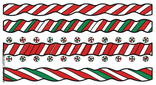 Festive candy cane borders for happy holiday crafts and decorations