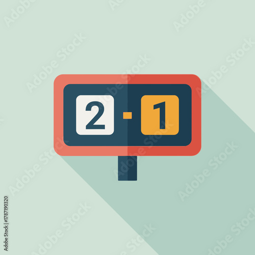 Scoreboard displays a sports score of two to one.