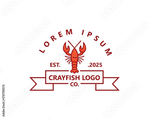 creative red crayfish is very suitable for your emblem logo