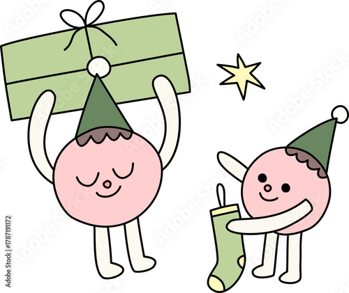 심플한 크리스마스 일러스트 성탄트리 요정