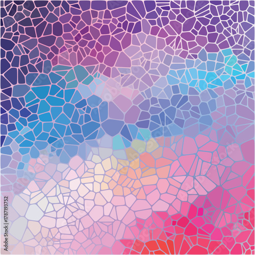 colorful pink, blue, purple and violet colored abstract marble irregular plastic stony mosaic pattern texture background with white grout - vibrant colors. eps 10