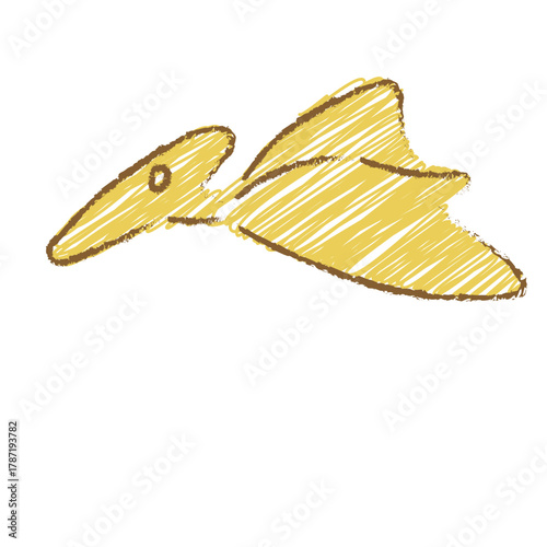Cartoon Crayon Pterodactyl Hand-drawn Element