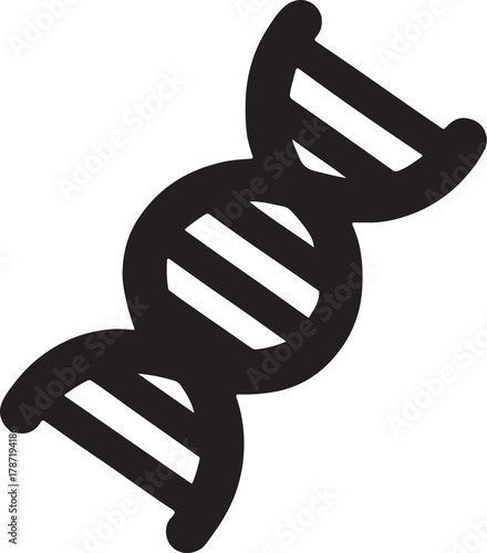   DNA double helix molecule black silhouette icon vector. Ideal for biology, science, and genetics design.