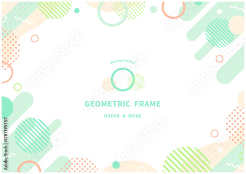 やさしいグリーンとコーラルカラーのメンフィススタイル背景（自然で落ち着いた印象）