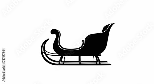 Elegant black silhouette vector of a traditional winter sleigh, an iconic symbol for Christmas celebration and holiday transportation