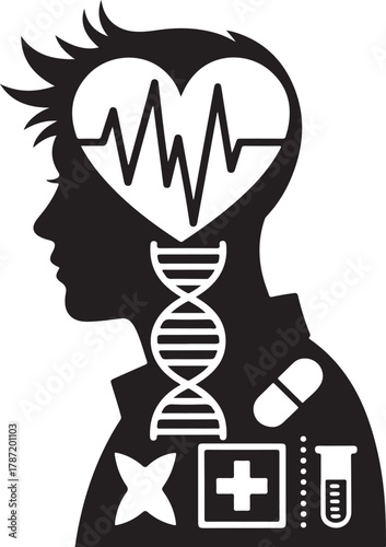 Medical Symbol Silhouette Vector Bundle | Health Icons | Black Vector