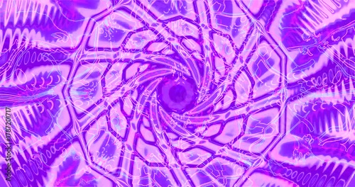 A captivating tunnel animation continuously loops, featuring vibrant purple and white colors. The swirling motion creates an entrancing visual effect, perfect for relaxing screensaver displays.