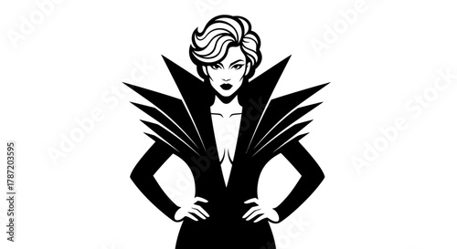 Bold modern woman with striking style and graphic fashion statement