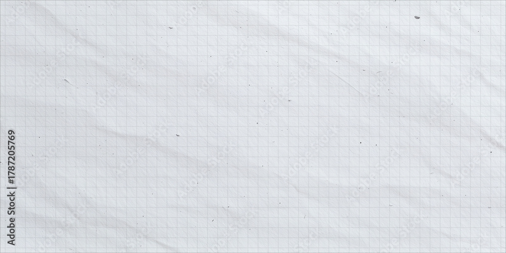 Obraz premium Vintage square school sheet. Grid background with noise texture. Crumpled notebook paper. Tissue paper