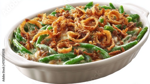 green bean casserole topping isolated on white background