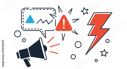 Attention marketing alert warning message promotion megaphone symbol