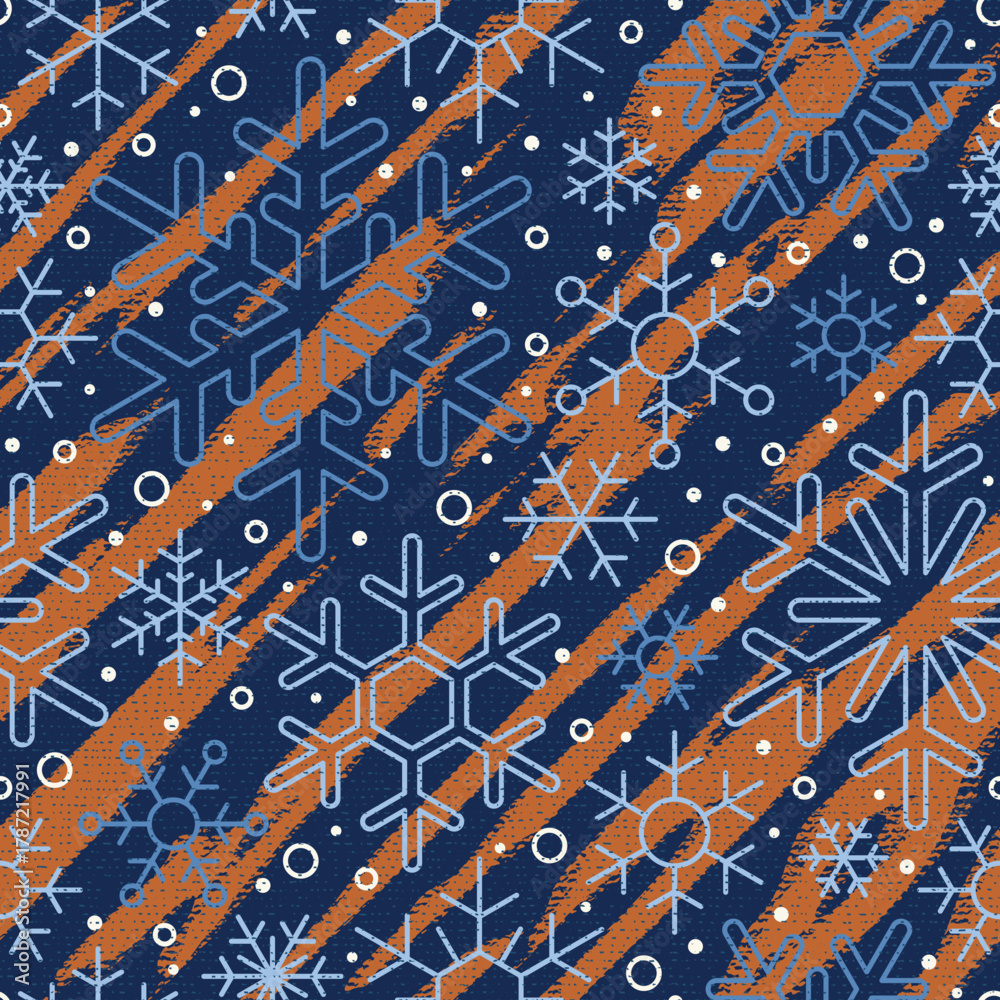 Snowflakes seamless pattern, winter sports texture, winter vector background