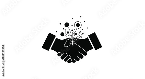 Digital handshake symbolizing growth and innovation in technology partnerships