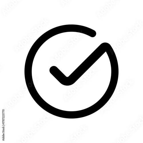 Checkmark icon in circular outline representing approval, completion, and validation symbol
