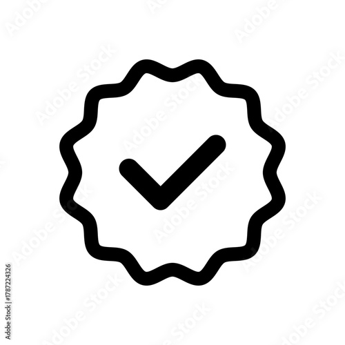 Verified checkmark badge icon symbolizing approval, quality, and successful completion