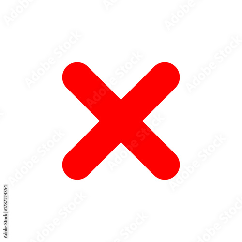 Red cross mark symbol representing wrong choice error deletion negative decision or close