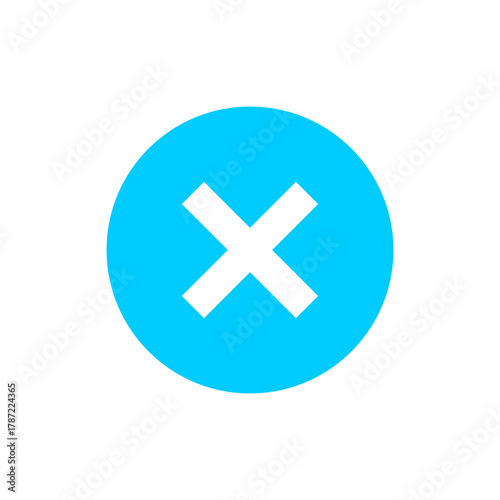 Bright blue circle with white x mark representing close, delete, error, cancel, or wrong.