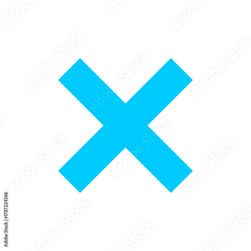 Blue x mark icon representing delete, close, cancel, wrong, multiplication, or rejection