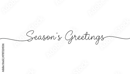 Handwritten Season's Greetings text on minimal white background  