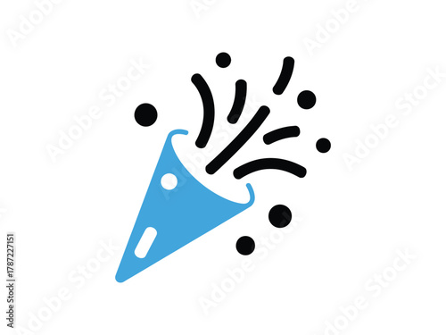 Blue party popper icon, a symbol of celebration, joy, and festive events