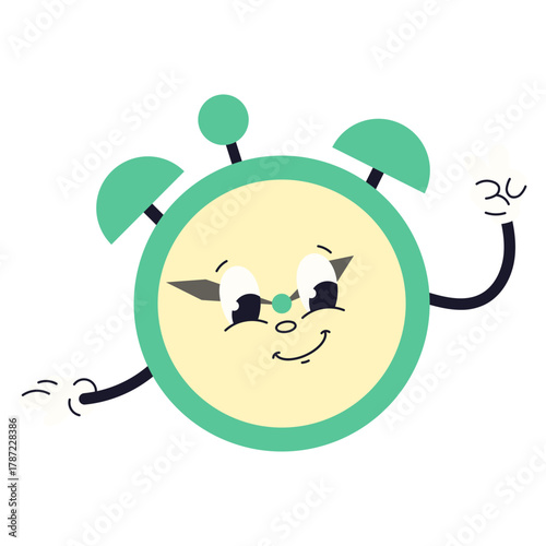 Retro Cartoon Alarm Clock Character