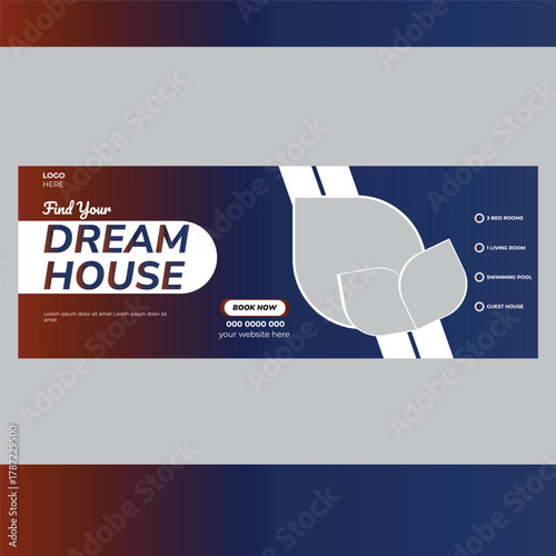 
Creative Real estate house property facebook cover banner template