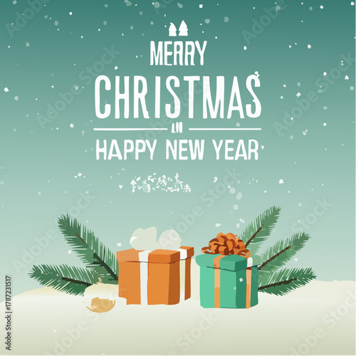 Winter Celebration with Gift Boxes and Snow natural disasters