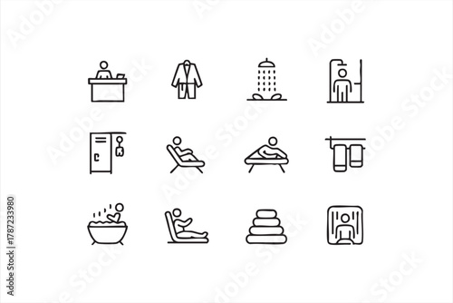 Wellness and beauty treatment icons collection for luxury health and spa services
