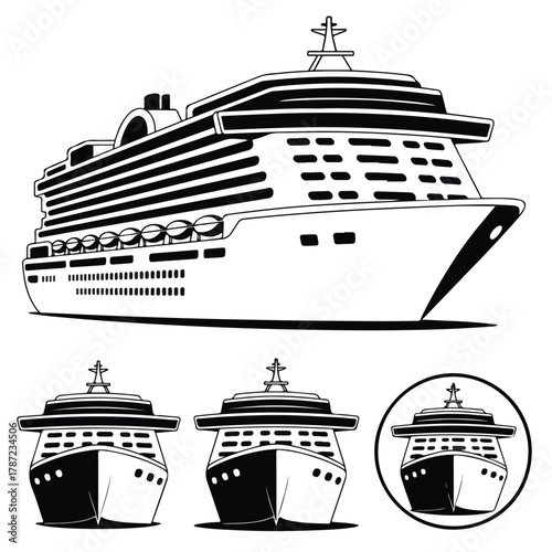  Cruise Ship Line‑Art Set — Matching Vector Assets