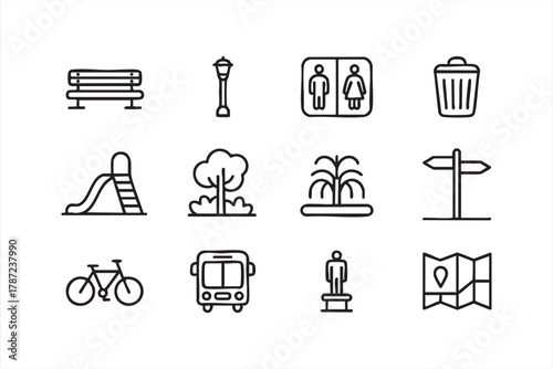 Hotel staff and guest service vector icons for travel and accommodation design