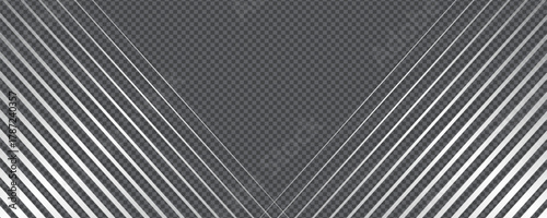 Diagonal line stripe pattern with metallic gradient fade and lattice transition. Gradient transition lattice background forms triangle symmetry with reflective tone on transparent