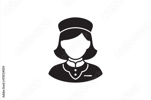 Modern minimalist vector icon representing cabin crew and airline professionalism