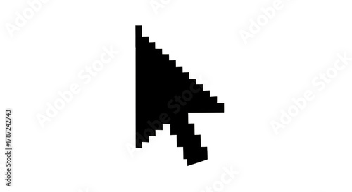 Retro Pixel Mouse Cursor Outline On Black Background