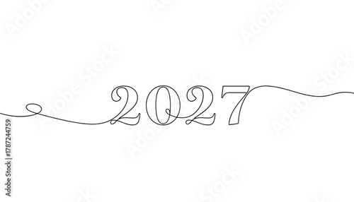 Line art design with the number 2027 in minimalist style  