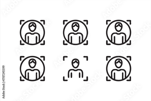 Face ID outline icons for app, login, and authentication systems