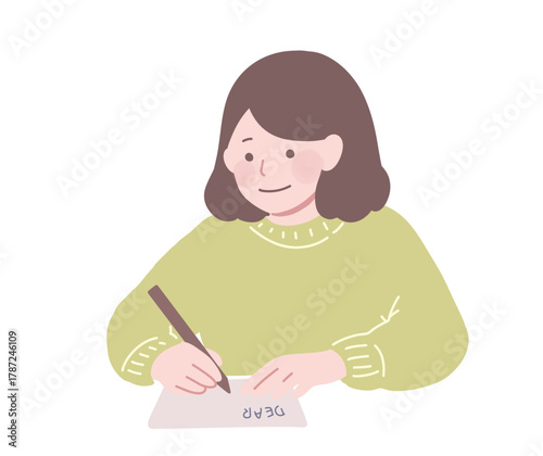 長袖を着て手紙を書く女の子　胸上