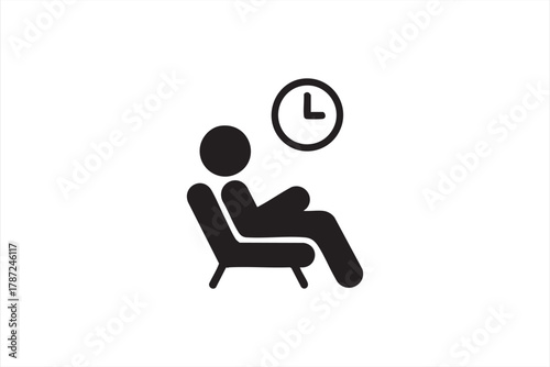 Simple travel vector with seated passenger and time clock icon
