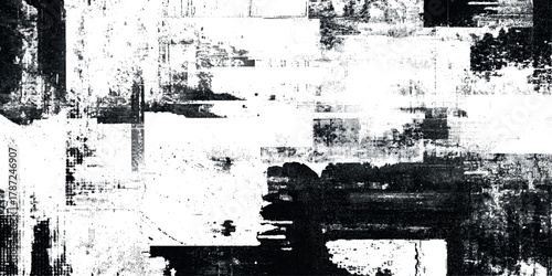 Abstract glitch grunge texture with distressed ink splatter, perfect for overlays background banner and edgy designs.