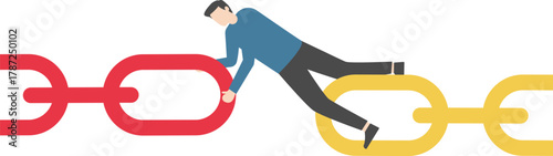 Adobe Illustrator Solve supply chain problems. Businessmen holding chains together. vector

