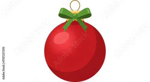 Red Christmas Ornament with Green Bow, Bauble, Decoration, Holiday
