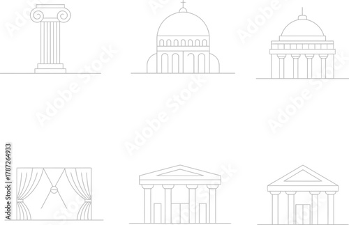 Elegant line art featuring iconic architectural landmarks with minimalist appeal