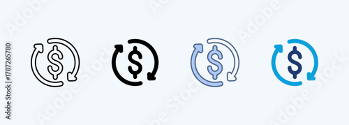 Refund Icon Set Multiple Style Collection