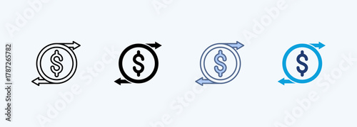 Charge Back Icon Set Multiple Style Collection