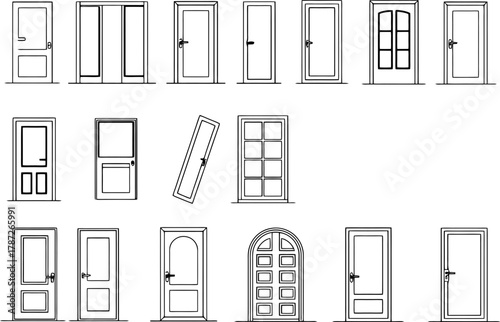 Explore diverse door designs for your architectural plans or interior design projects