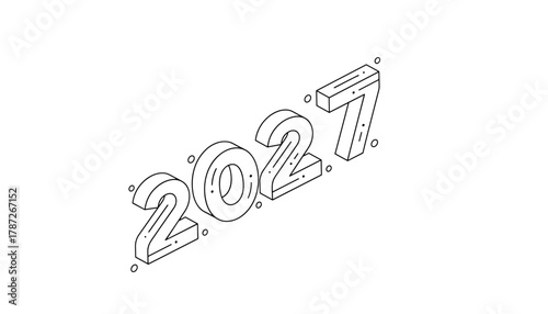 2027 numeric text in modern minimalist design with outline style  