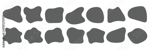 Organic amoeba blob shape abstract colorful vector illustration isolated on white background. Set of irregular round blot form graphic element. doodle drops collection. Contemporary banner