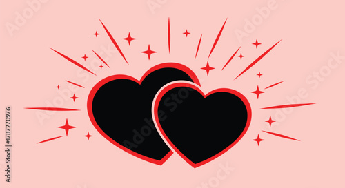 Two hearts illustration valentine's day love and romance concept editable stock